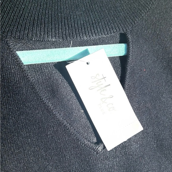 NWT-Sz 1X Style & Co black sweater with balloon sleeves & cut out - Picture 6 of 7